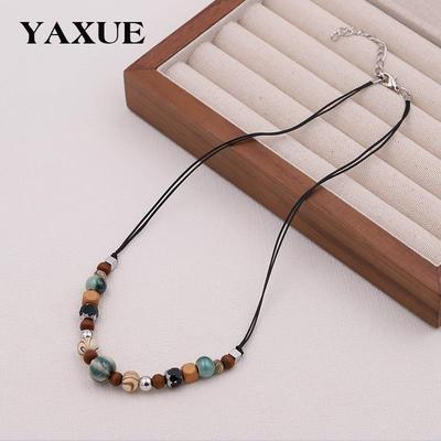 Ethnic Style Ceramic Beaded Necklace - Women's Versatile Clavicle Chain, European & American Jewelry.