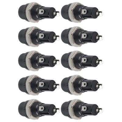 10PCS 5 X 20 Screw Cap Panel Mounted Holder Black Durable Electrical Screw Holder Flat Tube Type Fusehold Electrical Panels