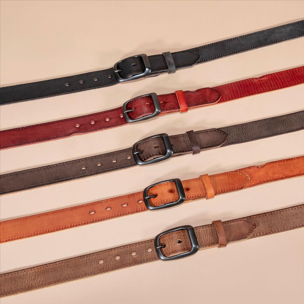 Retro Belt Men'S First Layer Leather Belt Simple Student Japanese Buckle Belt Direct Sales