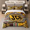 Custom Bedding Set JCB Pattern, Print Name Text 1 Duvet Cover Plus 2 Pillowcases Home Textile