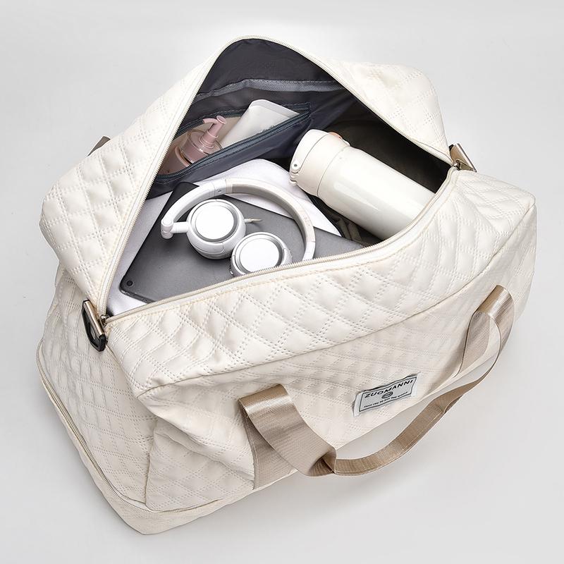 Solid Color Unisex Travel Luggage Zipper Tote Bag, Multifunctional With Independent Shoe Compartment, Large Capacity For Easy Outdoor Storage