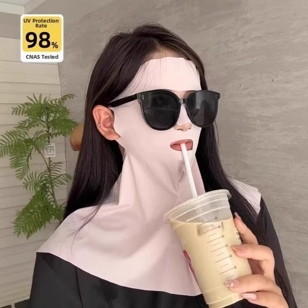 Solid Color Sunscreen Mask Sun Protection Neck Wrap Simple Ice Silk Face Veil  Sports
