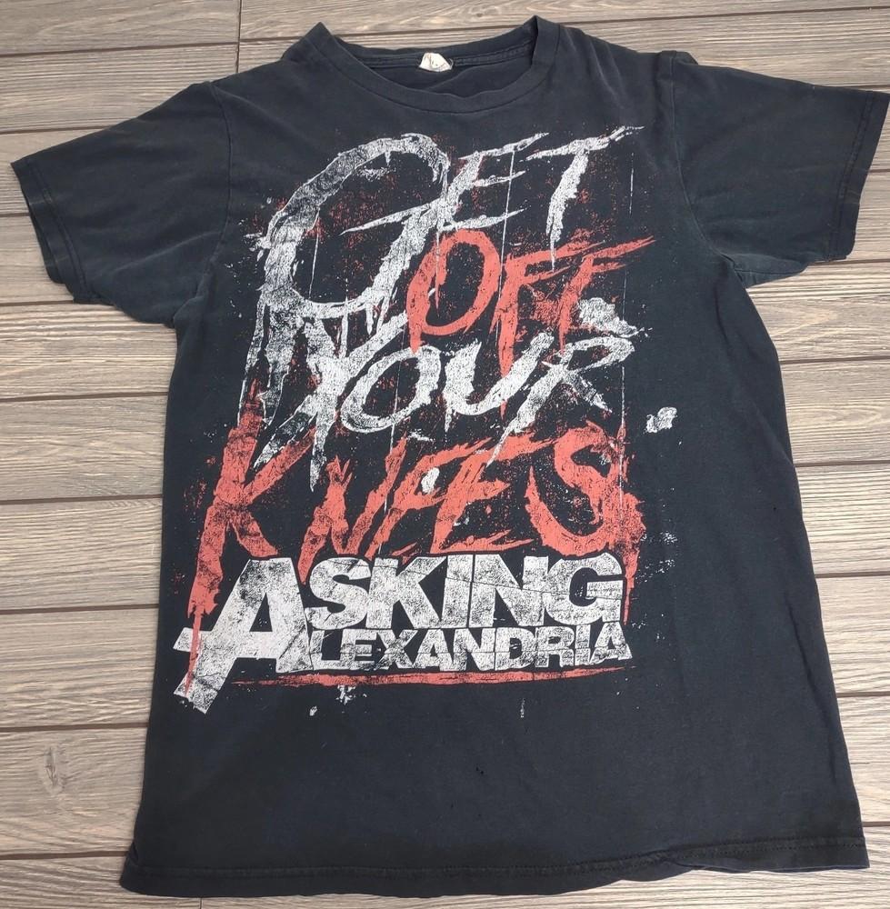 

Asking Alexandria Tour Retro style Black T shirt Heavy Cotton Men Women Unisex T-Shirt M