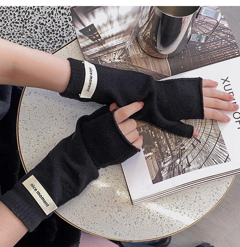 Winter Half-Finger Gloves for Women Long Knitted Fingerless Gloves Touch Screen Sleeves Korean Solid Color Warm Wrist Protection