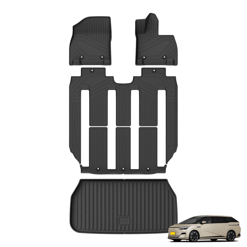 Smabee for Xpeng X9 2026 7Seat Car All Weather Floor Mats Cargo Liner Trunk Pad TPE Interior Accessories Black