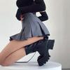 High Waist Pleated Mini Skirt with Belt Loops Casual Short Skirt for Women Schoolgirl Style Skater Skirt