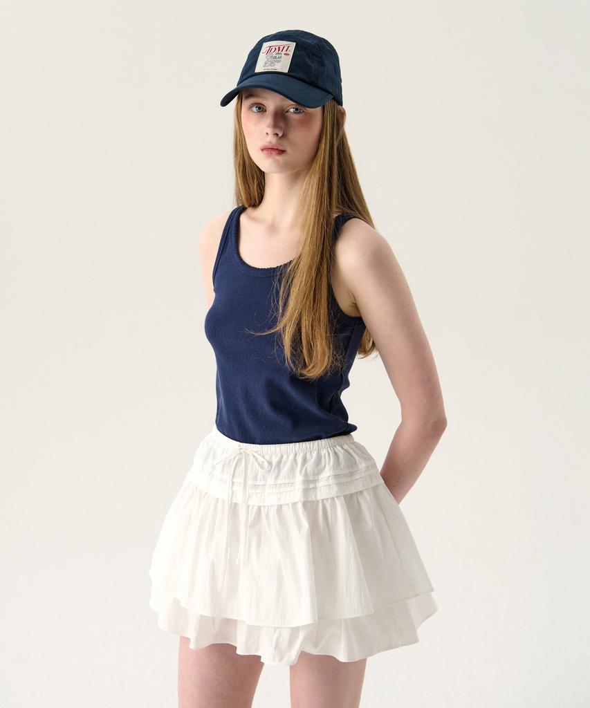 Tudument Shirring Mini Skirt White