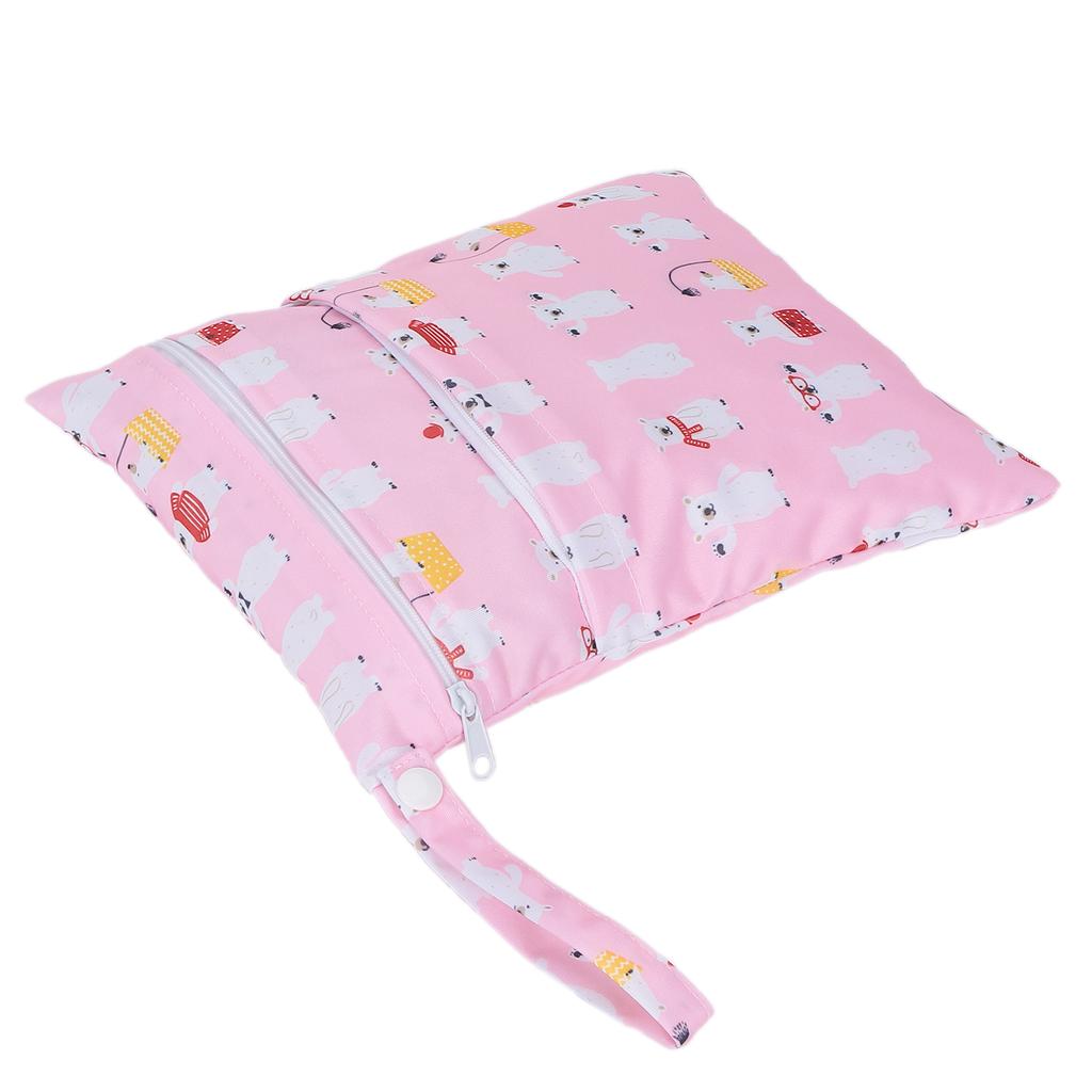 Double Zippers Wet Dry Diaper Bag Cute Pattern Travel Portable Diaper Nappy Storage Bag#4