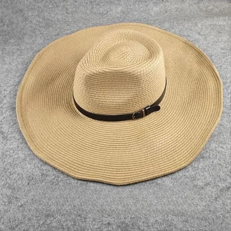 

Big Size Foldable Jazz Straw Hat for Men Big Brim Summer Sun Protection Hat Tourist Travel Beach Hat for Woman 58cm 60cm 62cm 57-58cm хаки