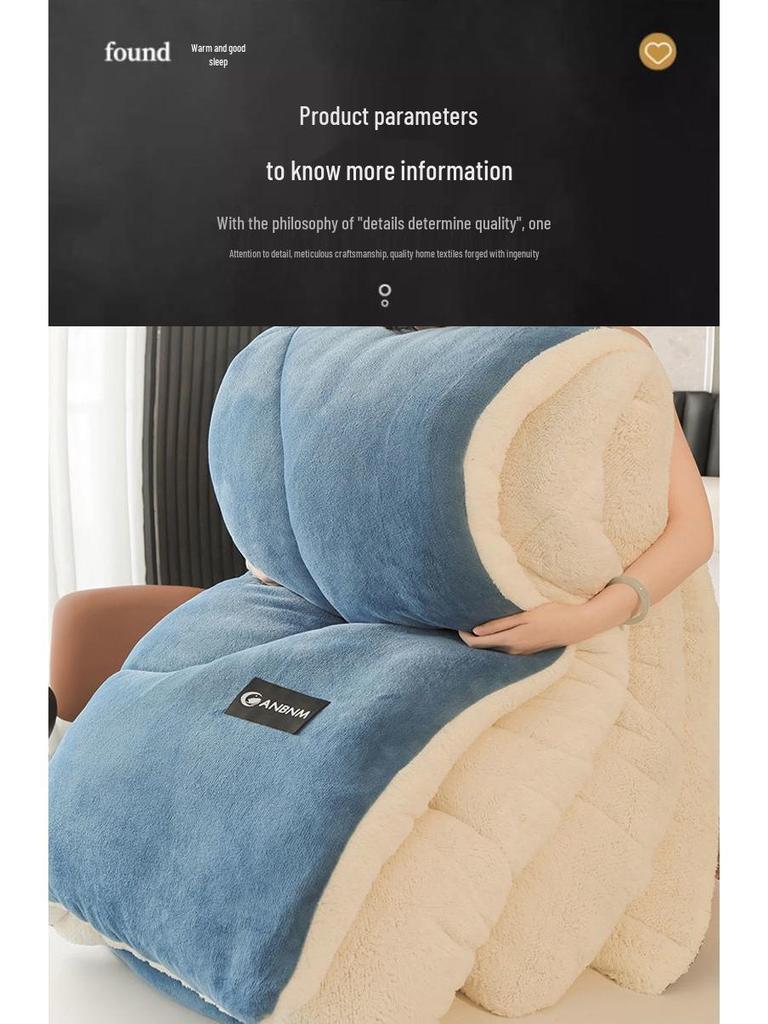 Warm Lambswool Winter Quilt & Plush Duvet Cover Set - Cozy Fleece Blanket for Dorms & Singles