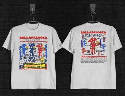 Lollapalooza 1992 Tour Concert Festival Cotton Unisex T-shirt 2 Sided For Fans