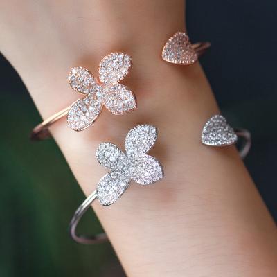 S0124 Ladies Open Bracelet, Micro Zircon Set