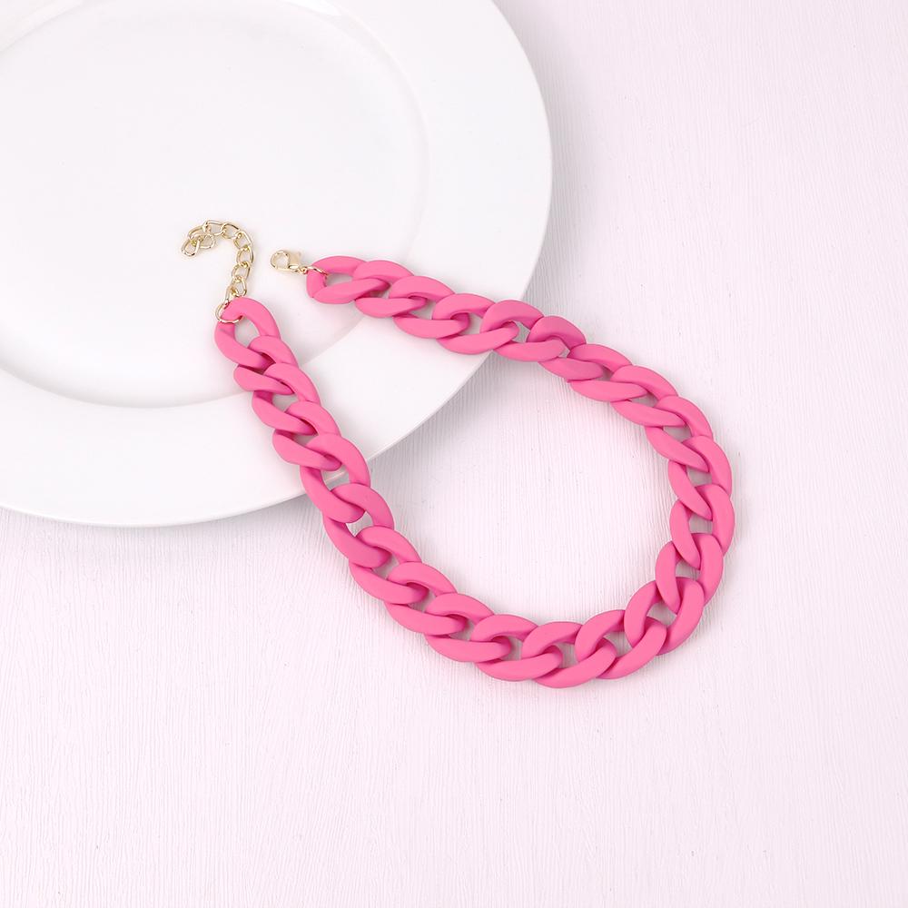 Statement Matte Colorful Chunky Acrylic Chain Necklace For Women Boho Resin Wide Chain Collar Choker Necklaces Pendant Jewelry