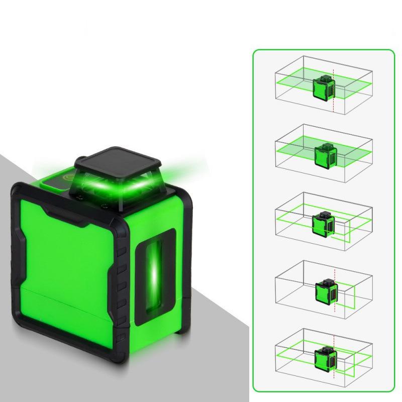 Mini Portable Laser Level 5-Line Green Light Projector with Automatic Leveling