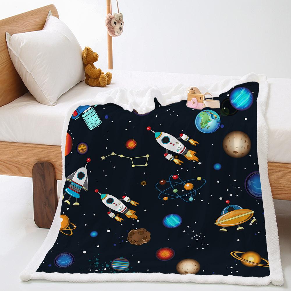 Car Moon Planet Thickened Lamb Fleece Crystal Fleece Blanket Cover Blanket