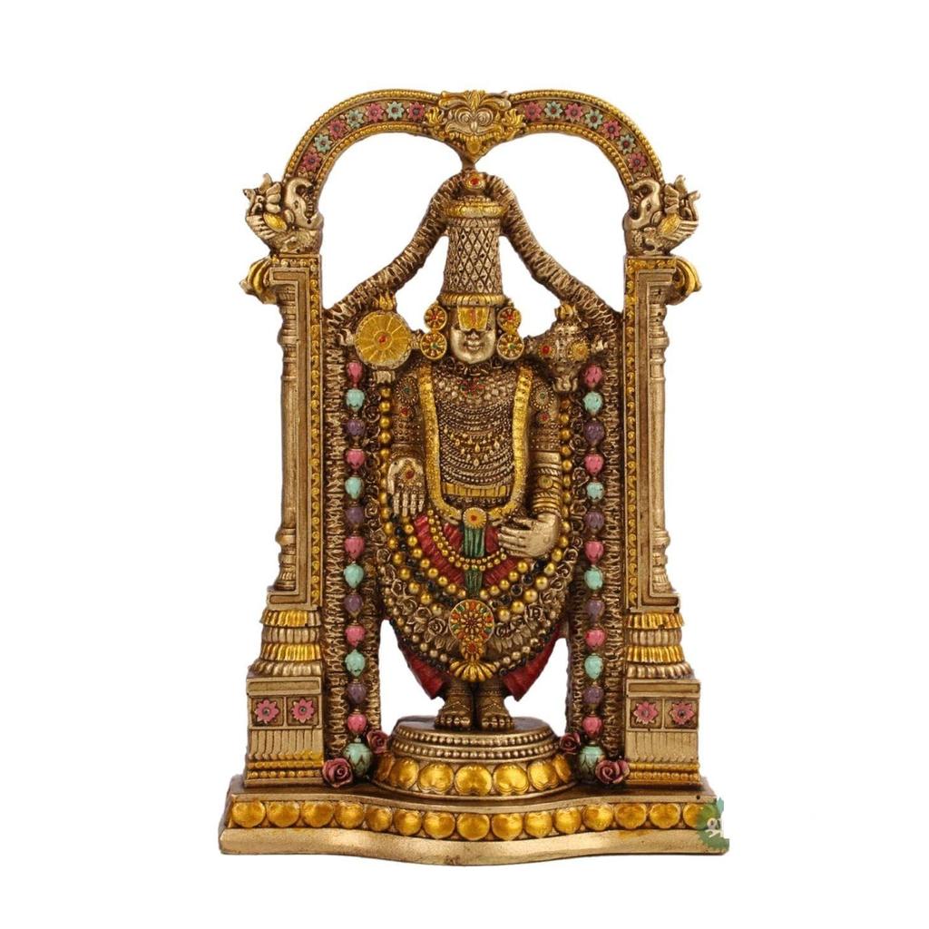 8" Tirupati Balaji Fine Metal Finish Idol Decorative Showpiece Handcrafted Tirupati Balaji Murti for Home Office and Gifting Purpose