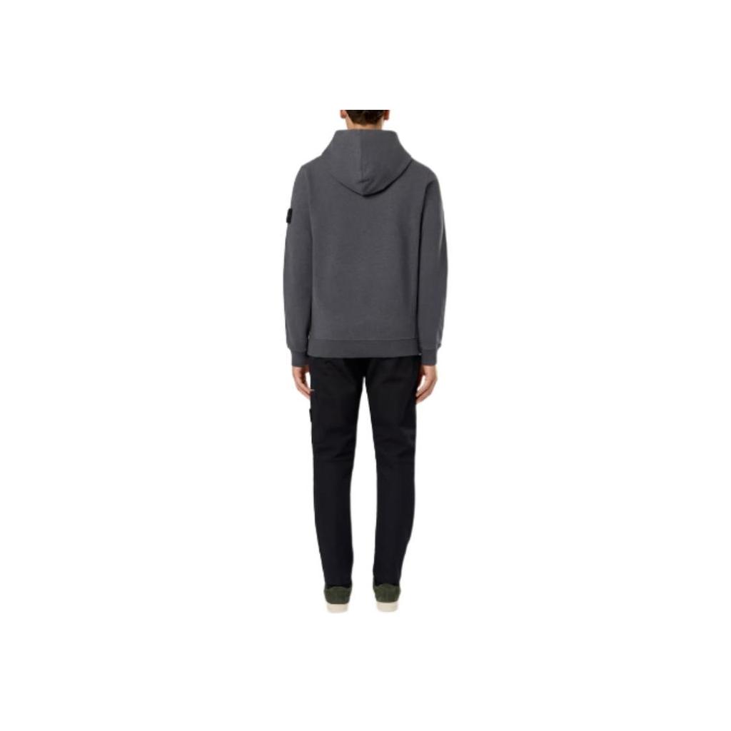 STONE ISLAND Solid Color Hooded Logo Print Long Sleeve Sweatshirt Men Sweatshirt Gray 811560820-V0M67