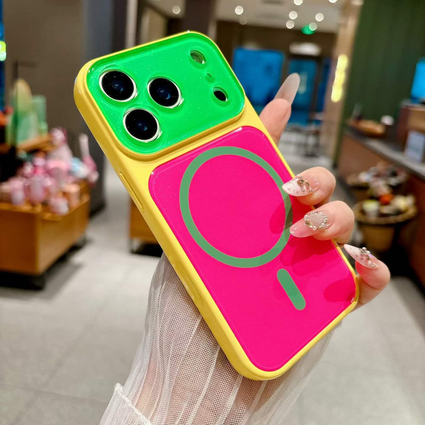 Dopamin Colorblock Hülle: Passt für iPhone 17 Pro Max, Verwandelt iPhone 16, Präzisionsschnitt, Stoßfest, Magnetisch. green