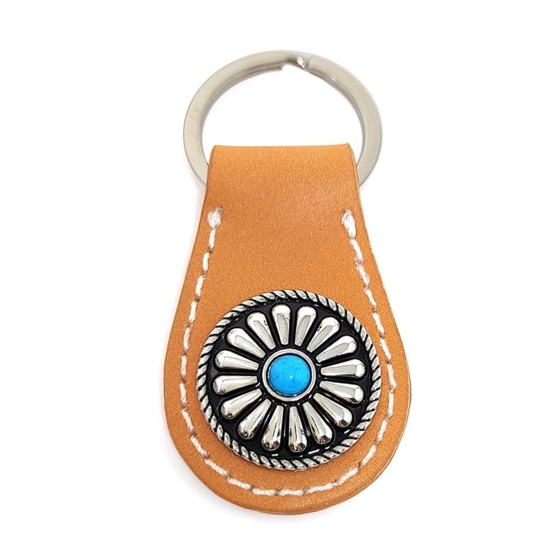 

[H.N.Z] men s key ring cowhide concho native key ring camel rclk-001c