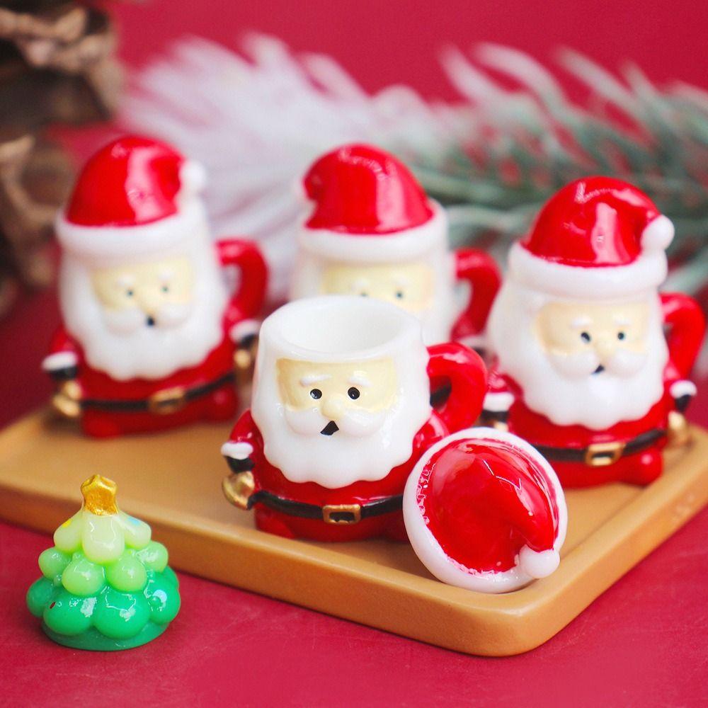 10 Set Resin Santa Claus Coffee Cup Pretend Play Cute Miniature Christmas Water Cup Crafts DIY Santa Claus Miniature Ornament