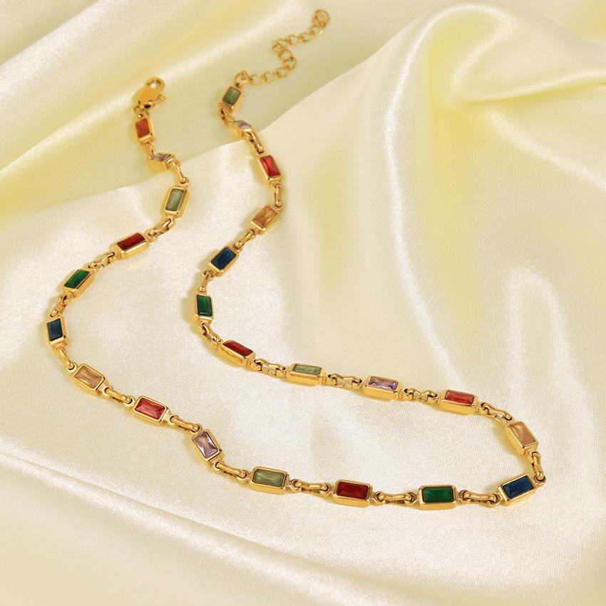 Women'S Necklace South American Sparkling Color Matching Glass Stone Necklace Sexy Necklace