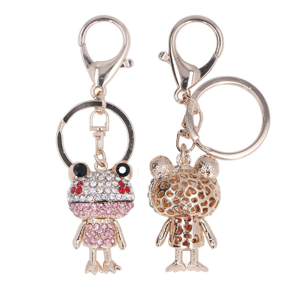 2 ks Žabí klíčenka Vykládaná kamínky Zinková slitina Ručně vyráběná Odolná Odolná proti opotřebení Široce používaná