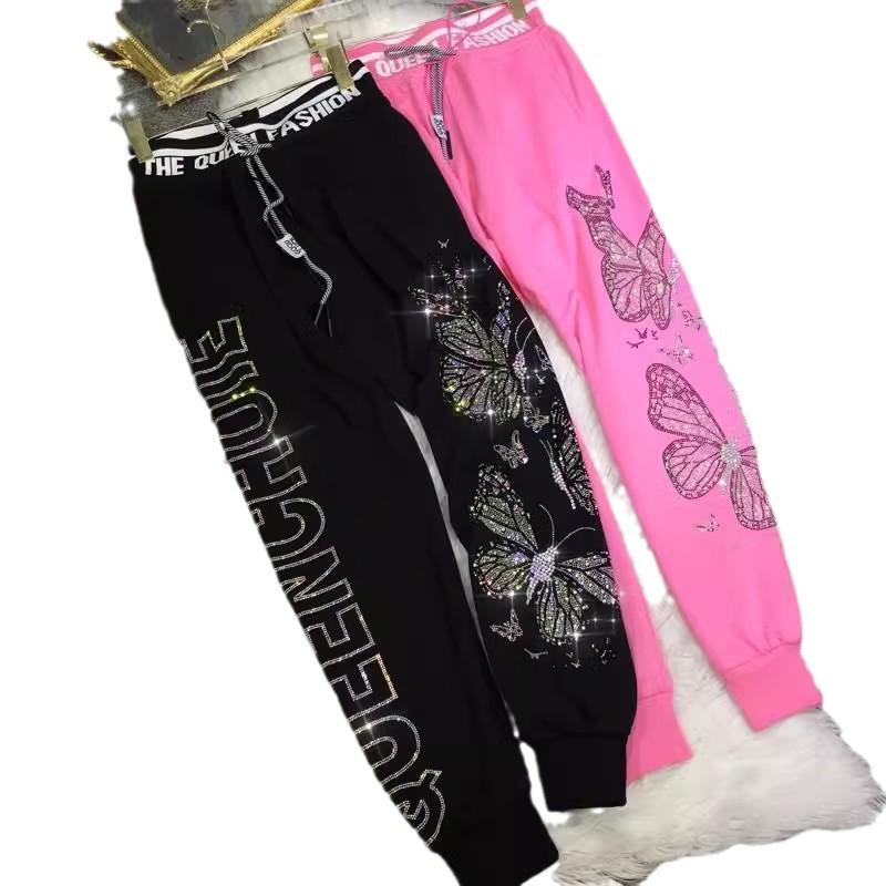 Nadměrná velikost Těžké Horké Diamanty Kalhoty na pocení s vysokým pasem pro zeštíhlení pro ženy na podzim/zimu