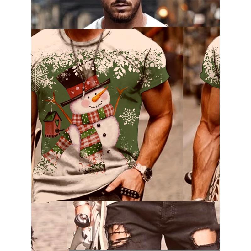Christmas Reindeer T Shirts Santa Claus Snowman 3D Print Men Woman Streetwear T-Shirt Oversized Harajuku Kids Tops Tees Clothing
