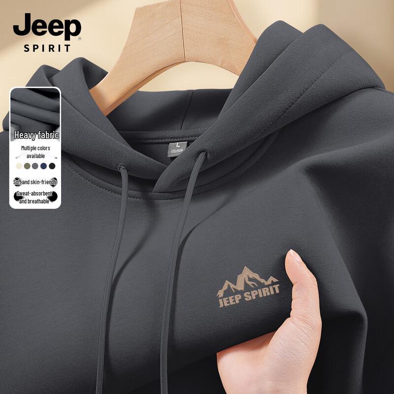 JEEP SPIRIT Men's Loose-Fit Logo Hooded Sweatshirt