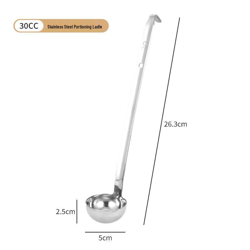 Stainless Steel Deepened Quantitative Spoon - Long Handle, Ounce Measure, Multiple Sizes, Ideal for Soups and Juices.
