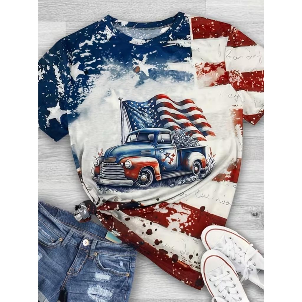 Fashion Women National Flag Print T Shirt Funny Casual O-neck Short Sleeves T-shirt Summer Female Tee Shirt