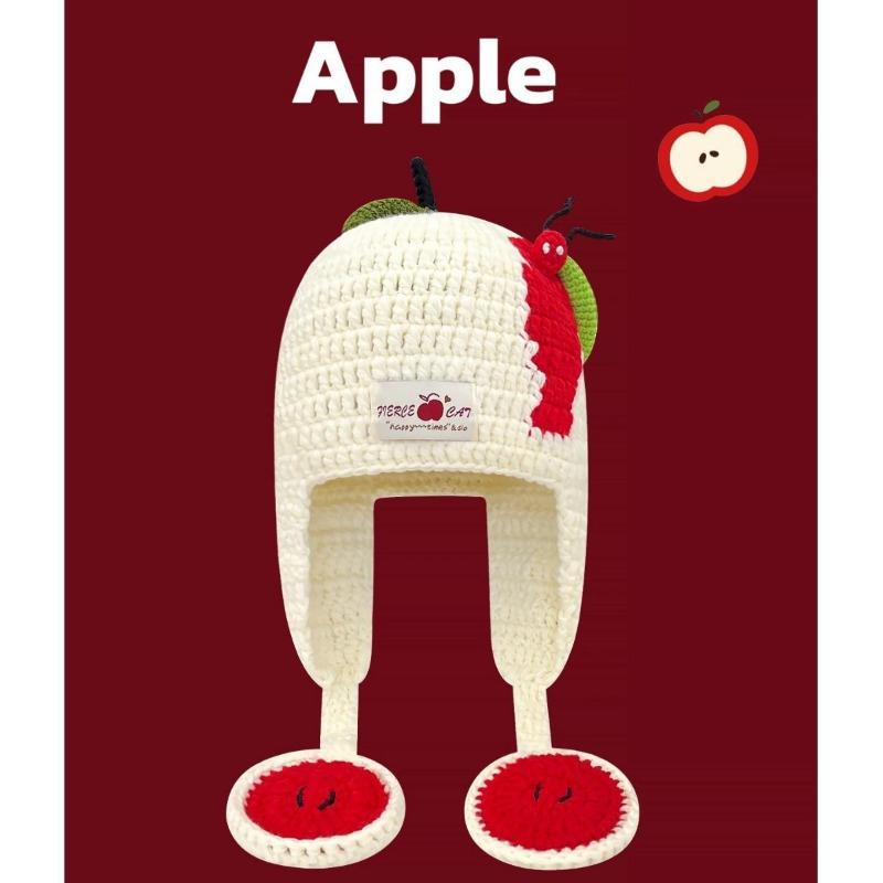 

25 early autumn new designer apple moth knitted hat women s big head circumference showing face small wool hat Head circumference 54-59CM белый