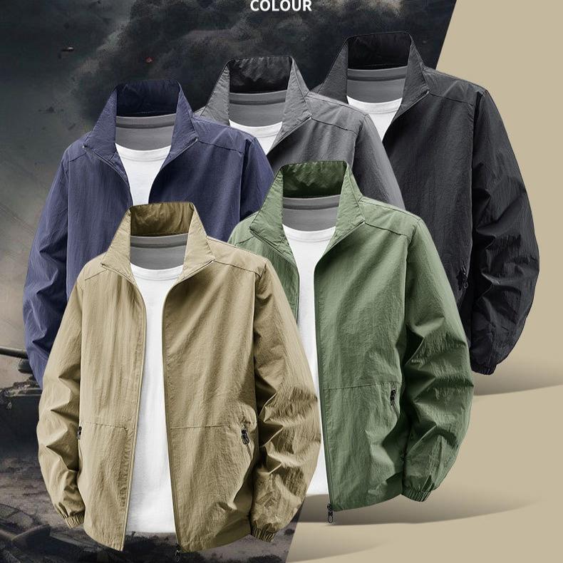 Men's Stand-up Collar Jacket for Spring and Autumn Casual Plus-size Workwear Outdoor Windproof and Waterproof Men's Top Trendy
