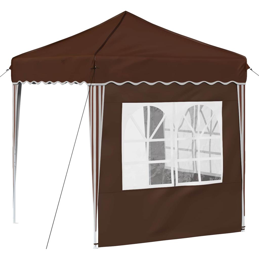 Pop Up Party Tent 195 X 195 X 245 Cm Brown Oxford Fabric