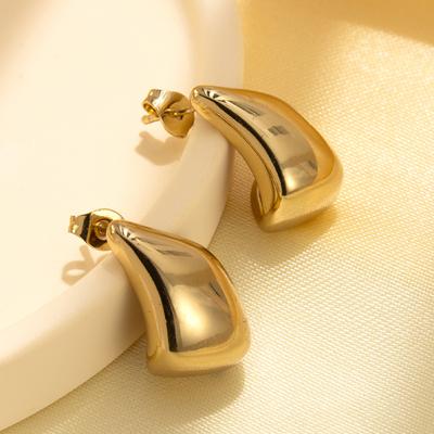 Simple and Versatile Women's 18K Real Gold Stainless Steel Earrings Light Luxury Trend Premium Sense Earrings