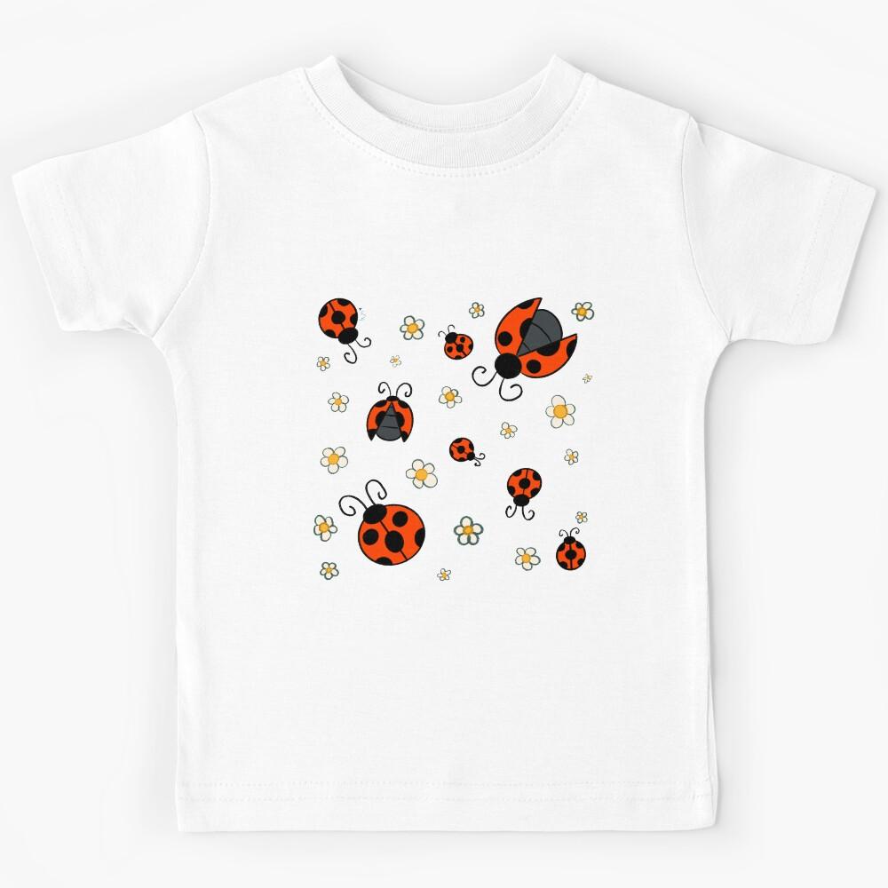 Ladybugs and Flowers Pattern Kids T-Shirt 100