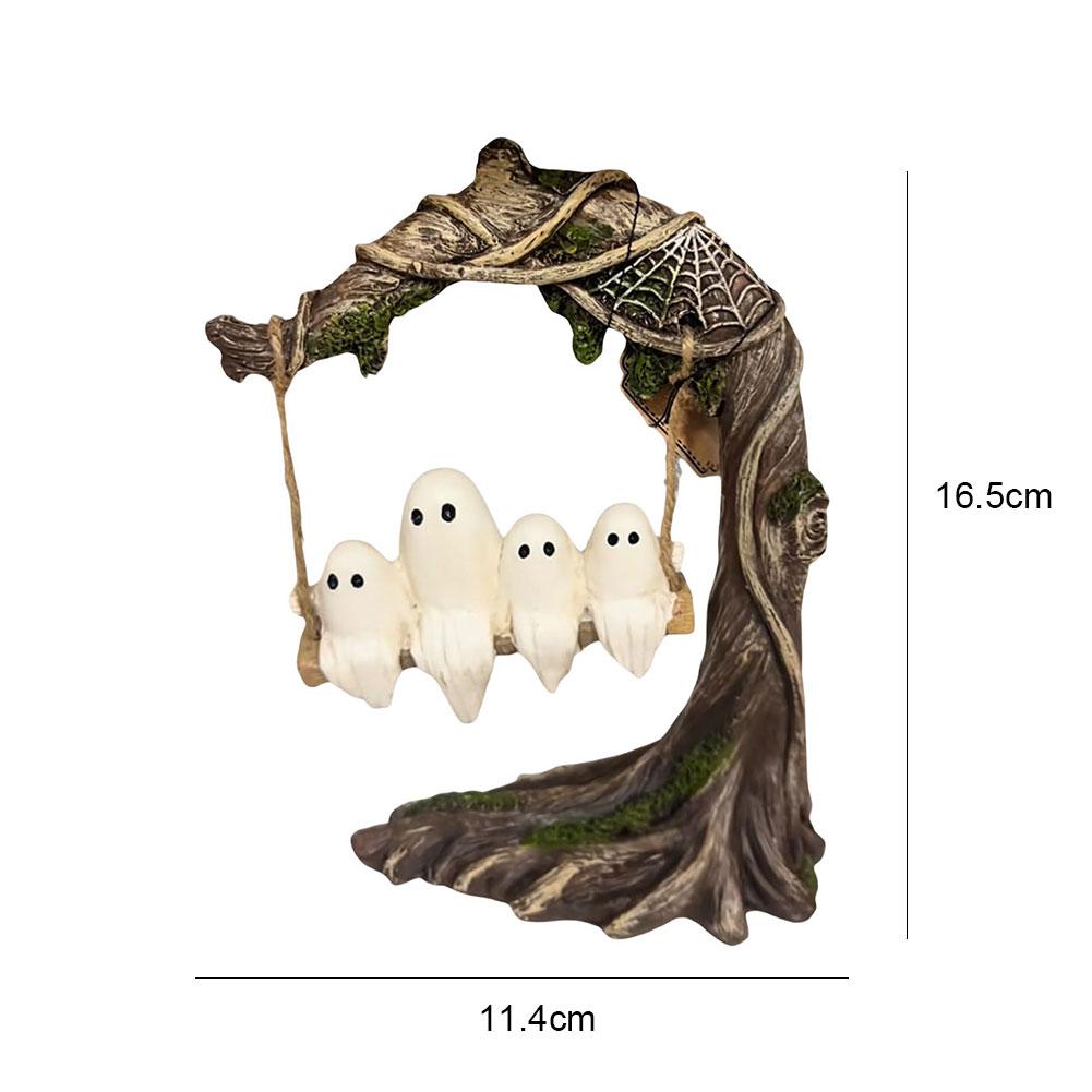 Halloween Swing Ghost Ornament Cute Ghost Figurine Funny Tree Hanging Ornaments Ghost Swing Decorations for Desktop Bookshelf