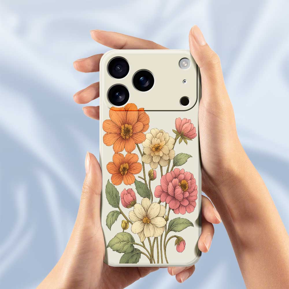 For iPhone 17 Pro Max Case Beautiful Flowers Pattern Printing Straight Edge TPU Phone Back Cover