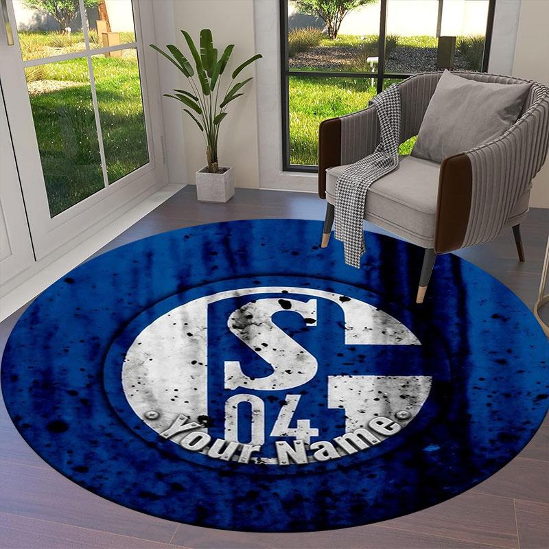 FC Schalke 04 Custom Name Round Area Rug,Carpet Rug for Living Room Bedroom Sofa Playroom Decor,Non-slip Floor Mat