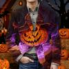 Men's Corduroy Blazer Jacket with Halloween Print Warm Button Front Casual Suit Coat with Pockets for Everyday Wear