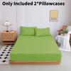 Color Mattress Solid Protector Pillowcase Bedspread Set Home Textile Accessories