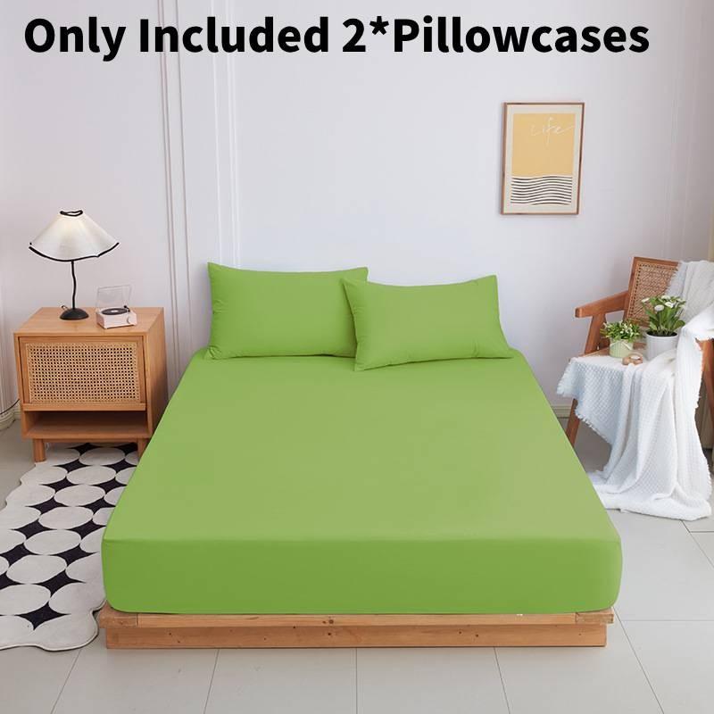 Color Mattress Solid Protector Pillowcase Bedspread Set Home Textile Accessories