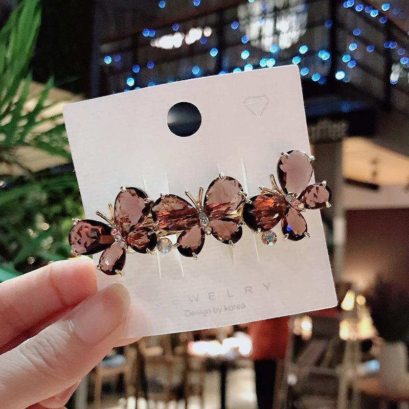 Fashion Crystal Butterfly Hair Clip Large Top Clip Flower Spring Clip Cute Women's Duckbill Clip Headdress