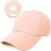 HGGE Womens Criss Cross Ponytail Baseball Cap High Messy Bun Ponycap Trucker Hat Quick Drying Mesh Dad Hat for Outdoor Sports