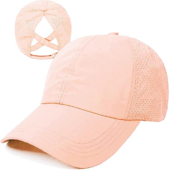 HGGE Womens Criss Cross Ponytail Baseball Cap High Messy Bun Ponycap Trucker Hat Quick Drying Mesh Dad Hat for Outdoor Sports