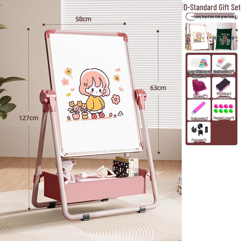 Portable Children's Magnetic Easel with Blackboard & Whiteboard for Graffiti