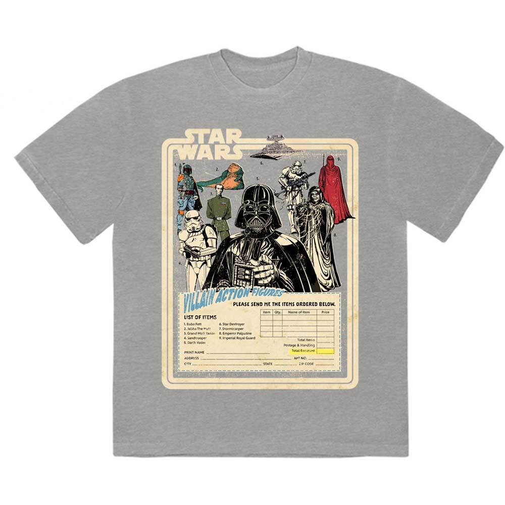 Star Wars Villain Action Figures T-Shirt Grey New Unisex T-Shirt M