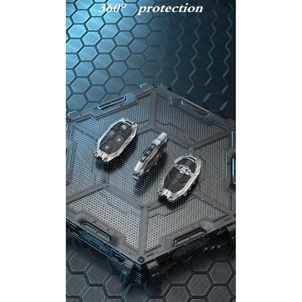 Heavy Key Fob Cover For Hyundai, Key Fob Case Protector Accessories Fits For Hyundai Sonata Santa Fe Tucson KONA Grandeur Ioniq 6 (7 Buttton-Silver)