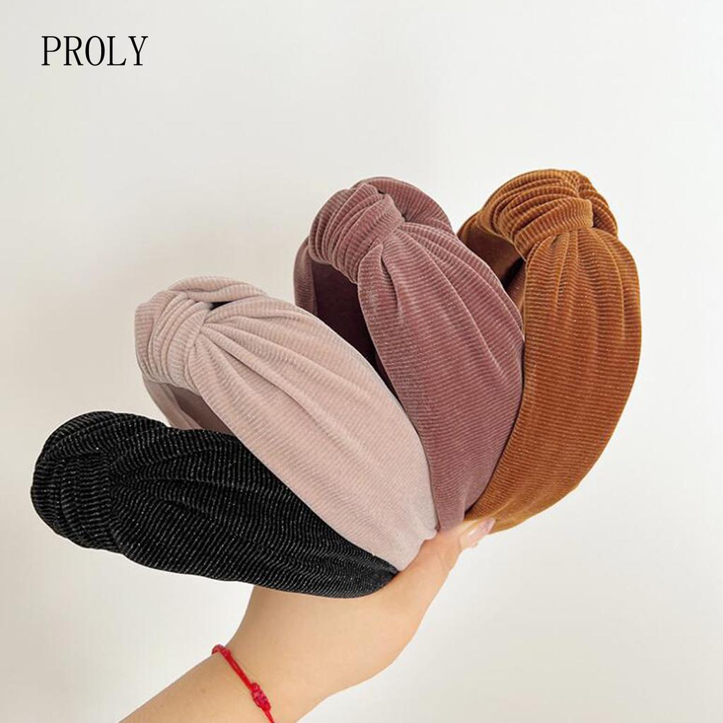 PROLY New Fashion Headband For Women Center Knot Turban Winter Wide Side Warm Flannelette Headwear Winter Hair Accessories