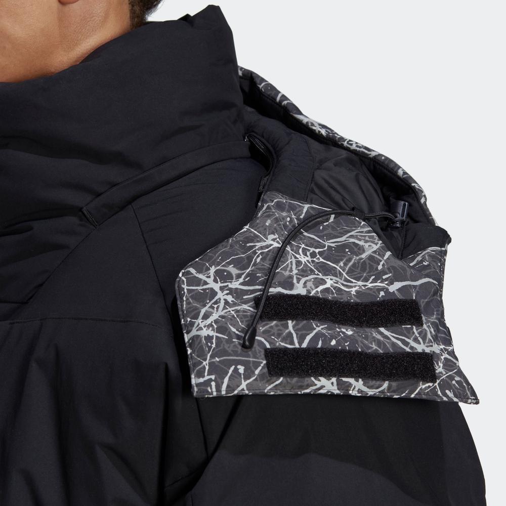 Adidas Terrex And Wander Co-Branded Patchwork Design Logo Print Hooded Down Jacket Men Jackets Black HN6940